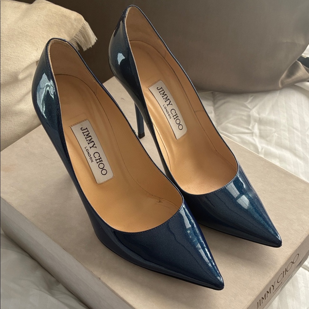 Jimmy Choo Dark Blue Patent Heels